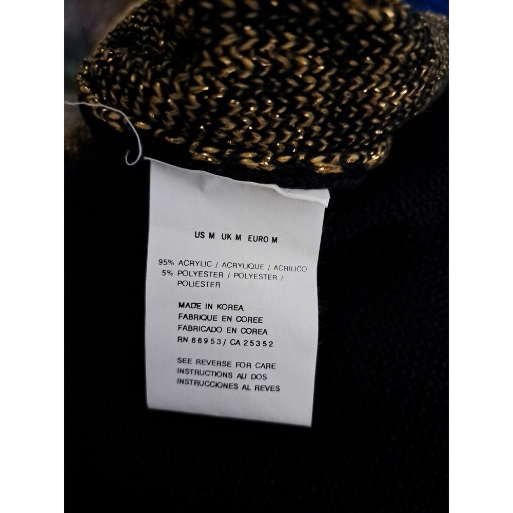 Vintage Leslie Fay Sweater Womens M Black Gold Long Sleeve NWOT - Picture 4 of 7